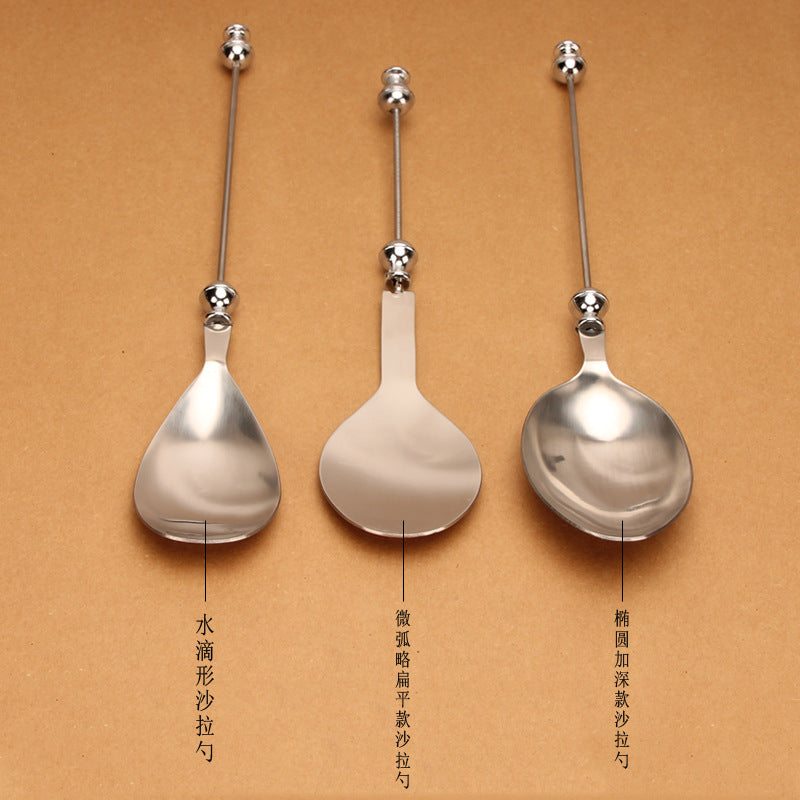 Wholesale Beadable Utensils DIY Stainless Steel Salad Spoon Fruit Western Food Large Fork Spoon Tableware